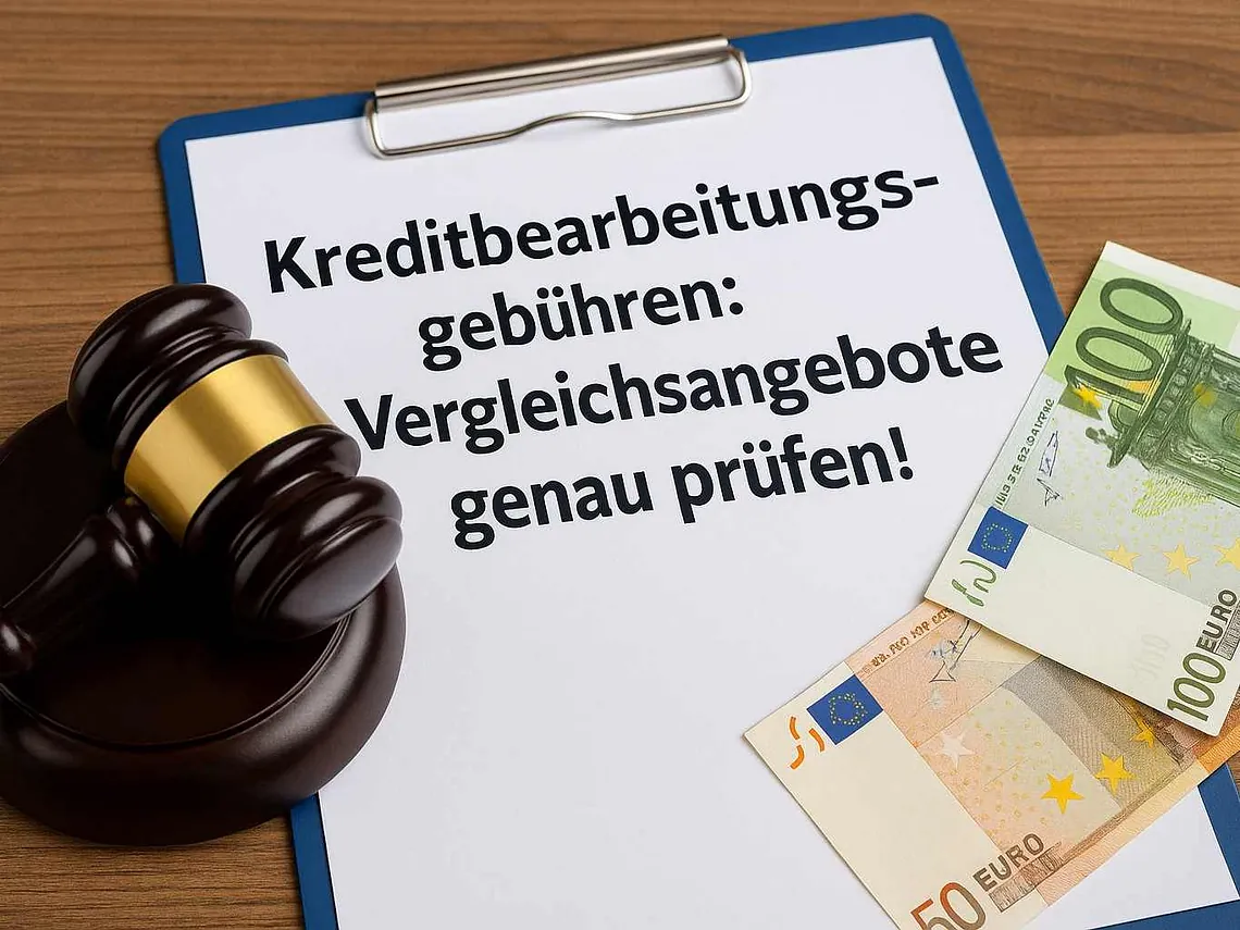 „Kreditbearbeitungsgebühren zurückfordern: Richterhammer, Euro-Banknoten und Hinweis zur Prüfung von Vergleichsangeboten – BAWAG und andere Banken erstatten Gebühren nach OGH-Urteil
