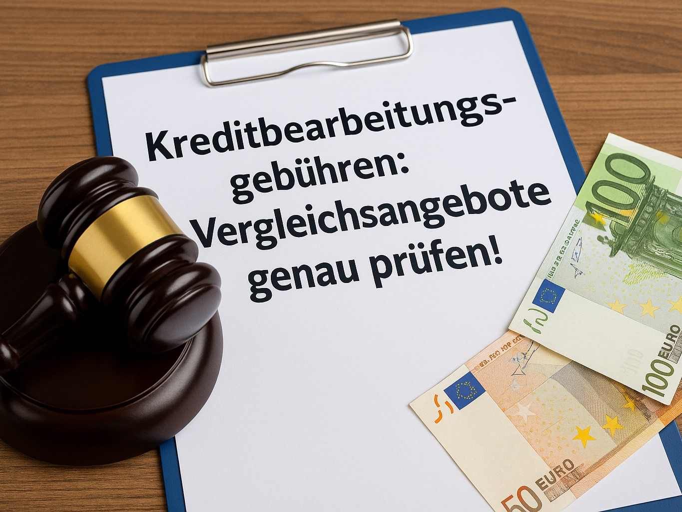 „Kreditbearbeitungsgebühren zurückfordern: Richterhammer, Euro-Banknoten und Hinweis zur Prüfung von Vergleichsangeboten – BAWAG und andere Banken erstatten Gebühren nach OGH-Urteil